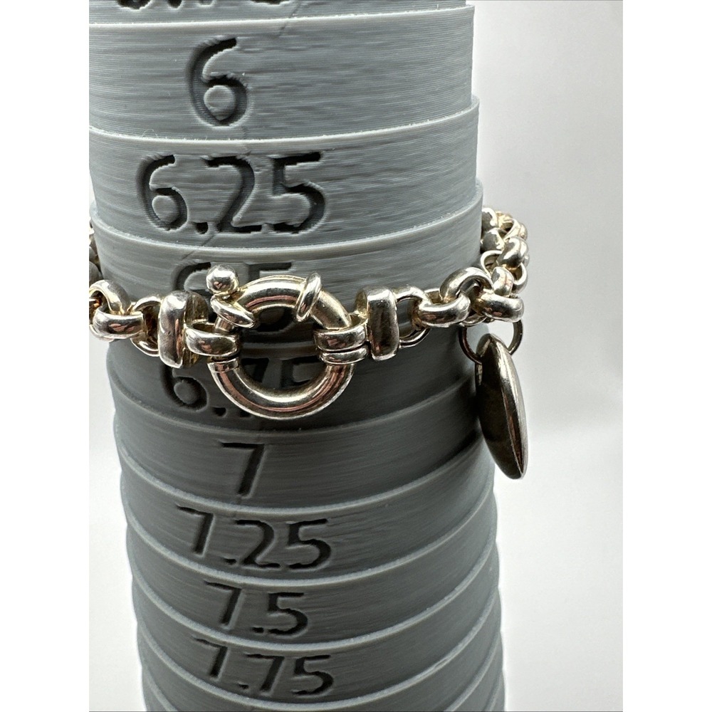 Chunky Milor Italy S925 Rolo Chain Heart Charm Bracelet Love Cherish - Picture 5 of 9